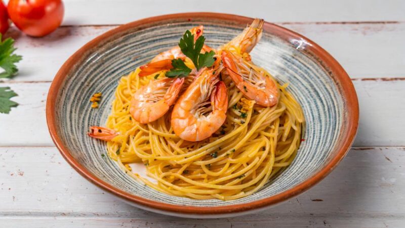 receta de espaguetis con gambas